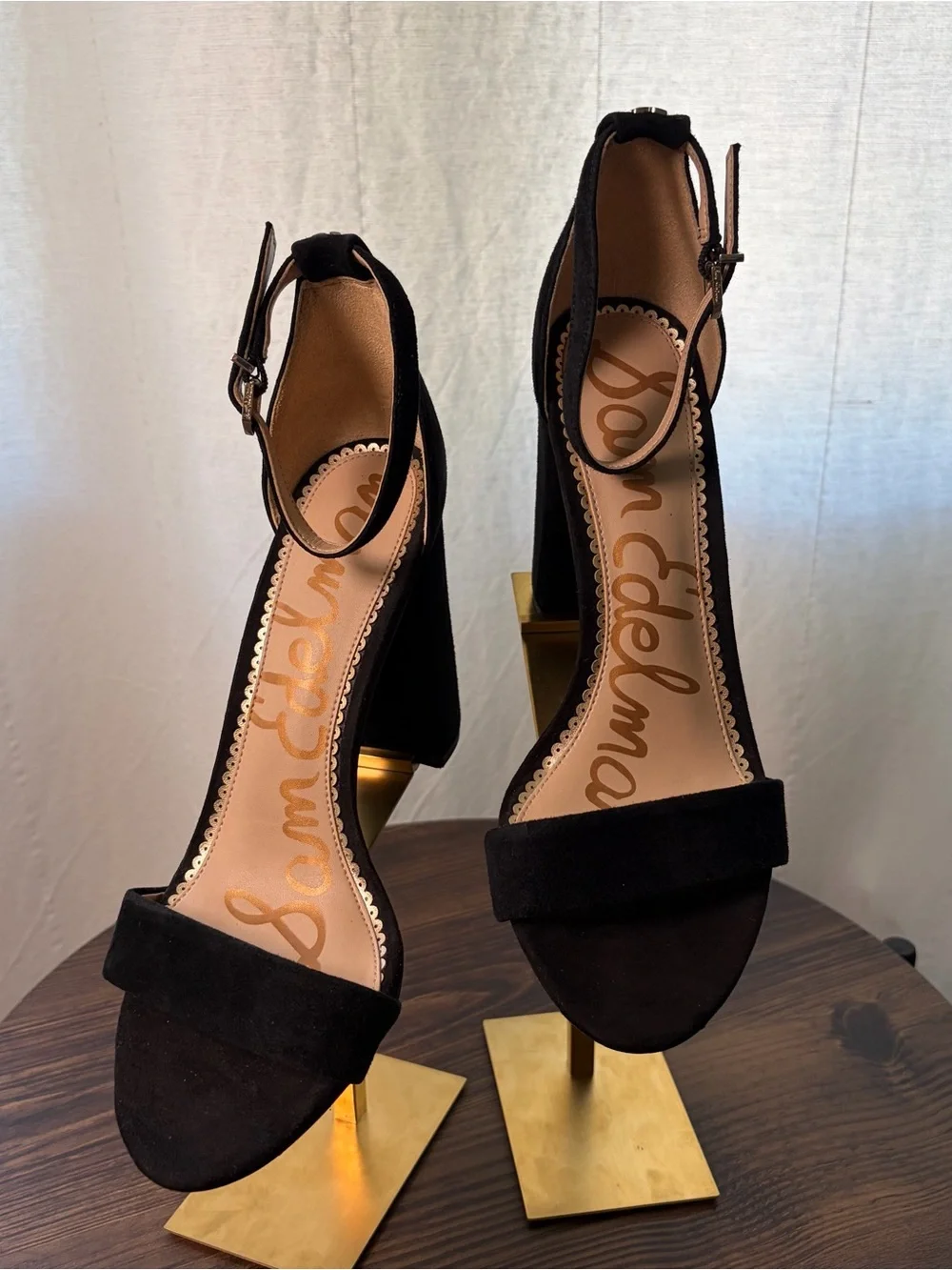 ⁠Sam Edelman Yaro Black Suede Block Heel Sandals Size 8.5⁠